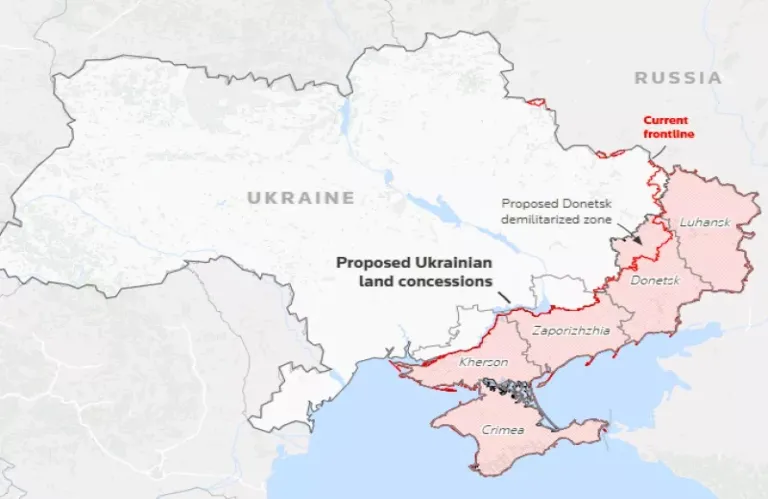 Τα εδάφη που καλείται να χάσει οριστικά η Ουκρανία, μετά την υπογραφή της συμφωνίας (χάρτης)