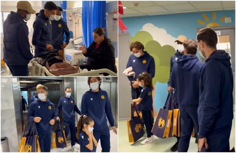 ΒΙΝΤΕΟ: Ποδοσφαιριστές της ΑΕΛ μοίρασαν δώρα, αγάπη και αισιοδοξία στο ΓΝ Λεμεσού