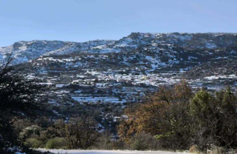 Limnos Island Covered in Snow on New Year's Day