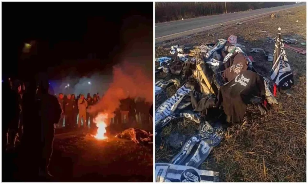 ΠΑΟΚ - Δυστύχημα στη Ρουμανία: Οπαδοί του Δικεφάλου σκέπασαν με κασκόλ και σημαίες τα συντρίμμια