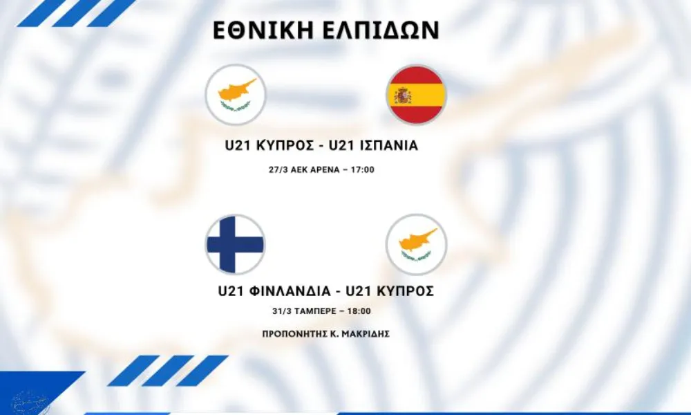 Η κλήση της Εθνικής Ελπίδων για τους αγώνες με Ισπανία και Φινλανδία