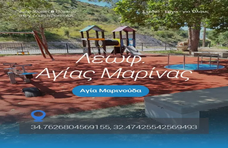 Αναβάθμιση οκτώ πάρκων στον Δήμο Ιεροκηπίας, επιτόπια επιθεώρηση και συνέχιση των έργων πρασίνου