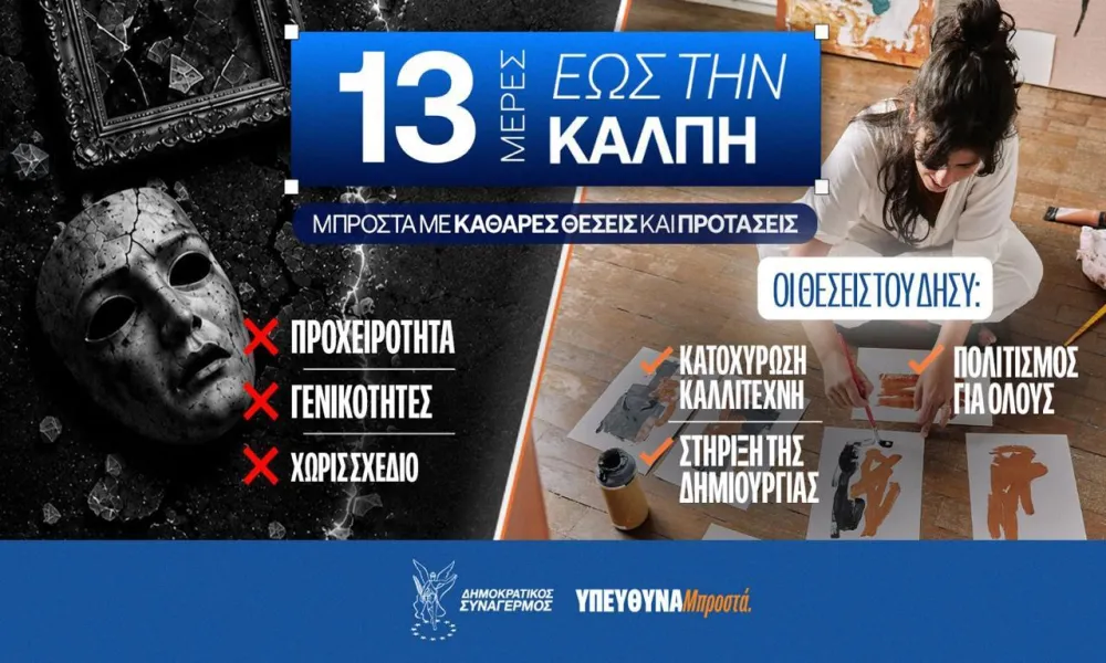 ΔΗΣΥ: Οι στόχοι για τον πολιτισμό και τη στήριξη των δημιουργών - Προτεραιότητα η κατοχύρωση του καλλιτέχνη