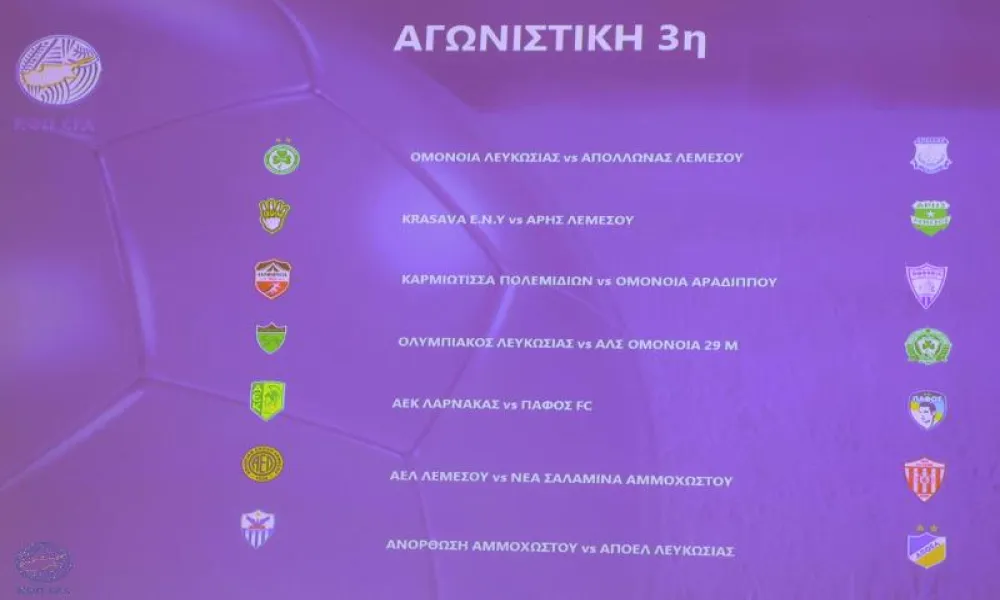 Το πρόγραμμα της 3ης αγωνιστικής της Cyprus League by Stoiximan